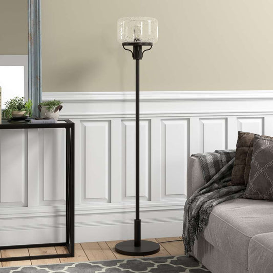 Hudson & Canal - Tatum Globe & Stem Floor Lamp with Glass Shade in Blackened Bronze/Seeded - FL0858 veiw 2