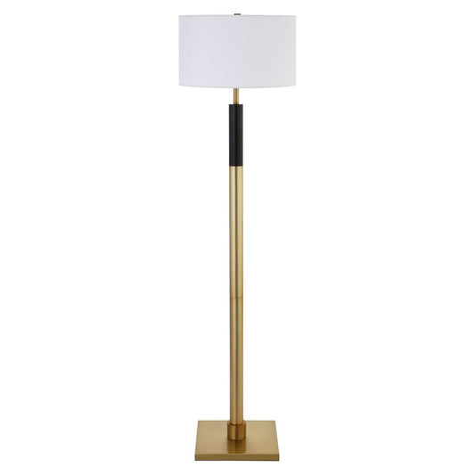 Hudson & Canal - Teagan Two-Tone Floor Lamp with Fabric Shade in Brass/Black/White - FL0729 veiw 1