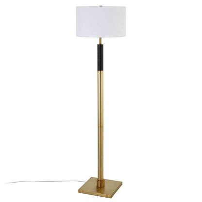 Hudson & Canal - Teagan Two-Tone Floor Lamp with Fabric Shade in Brass/Black/White - FL0729 veiw 3