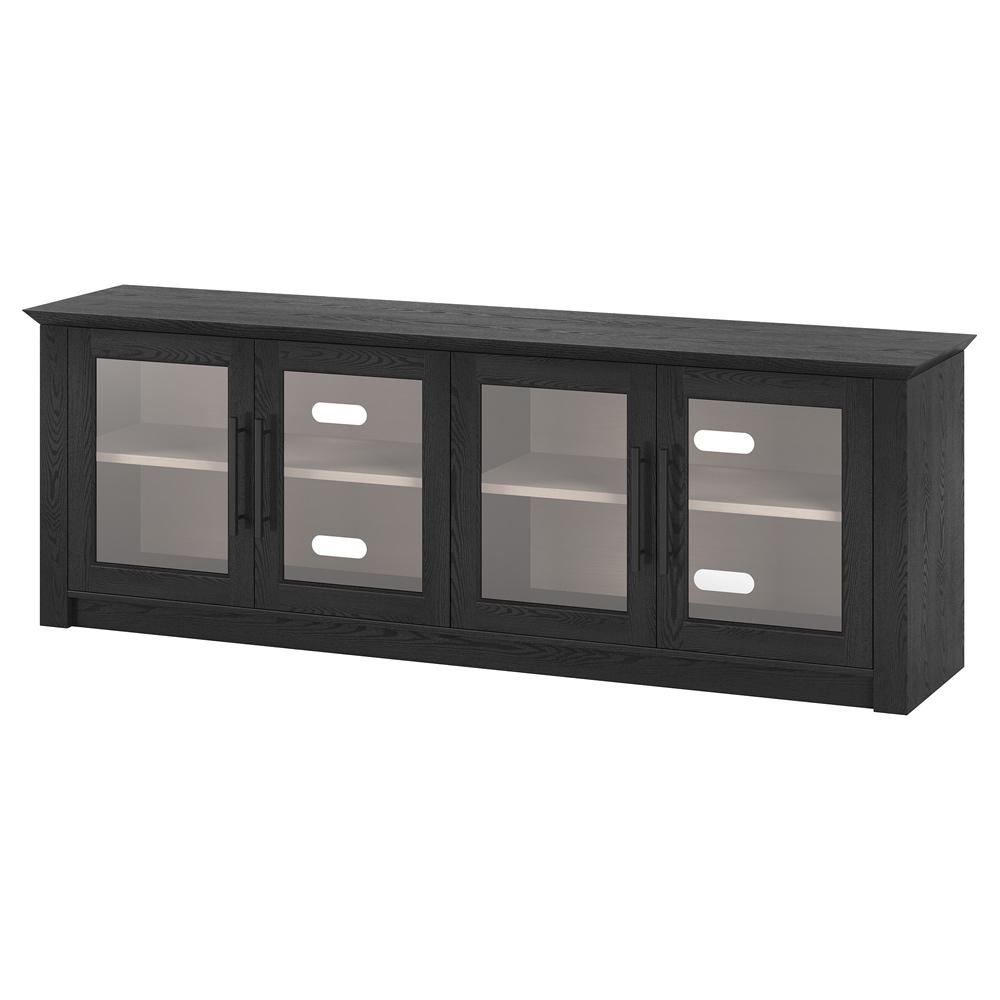 Hudson & Canal - Thornwell Rectangular TV Stand for TVs up to 78in with Glass Doors in Black Grain/Alder White - TV2300 veiw 3