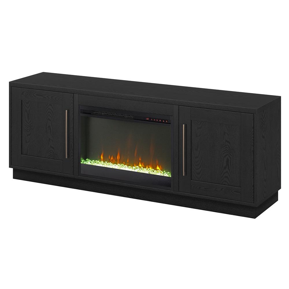 Hudson & Canal - Tillman Rectangular TV Stand with 26in Crystal Fireplace for TVs up to 75in in Black Grain - TV1839 veiw 3
