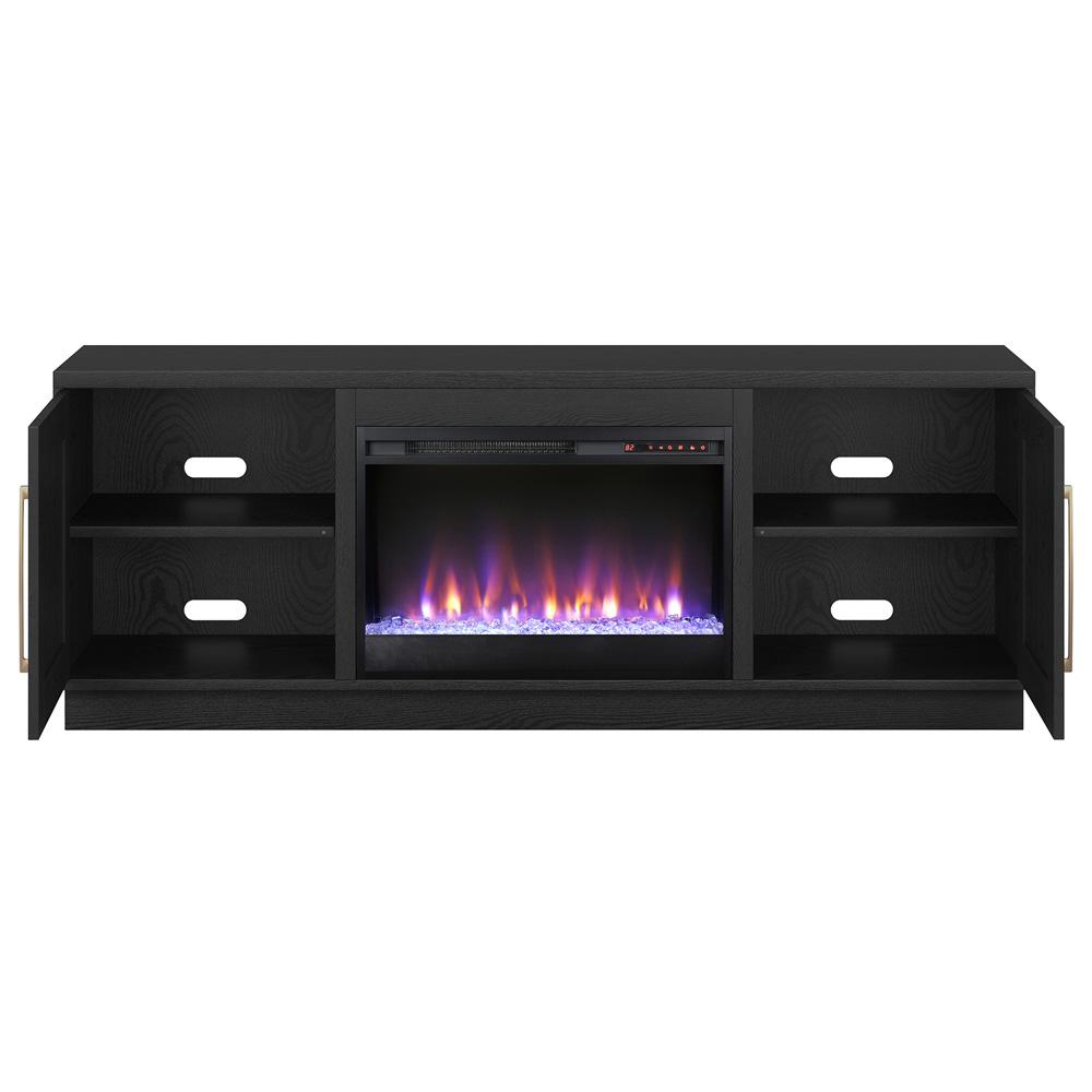 Hudson & Canal - Tillman Rectangular TV Stand with 26in Crystal Fireplace for TVs up to 75in in Black Grain - TV1839 veiw 4