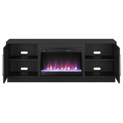 Hudson & Canal - Tillman Rectangular TV Stand with 26in Crystal Fireplace for TVs up to 75in in Black Grain - TV1839 veiw 4