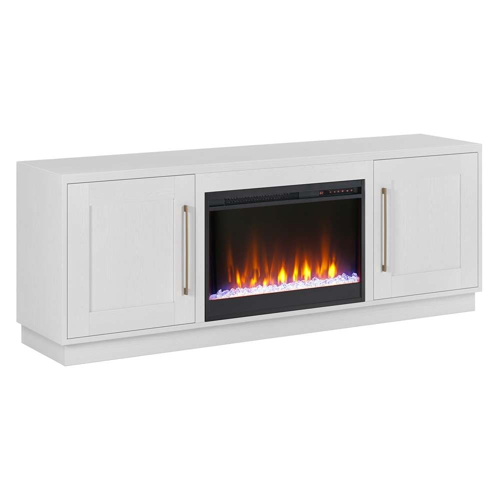 Hudson & Canal - Tillman Rectangular TV Stand with 26in Crystal Fireplace for TVs up to 75in in White - TV1841 veiw 1