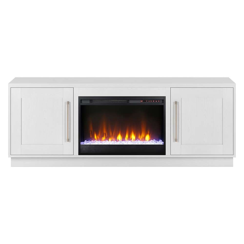 Hudson & Canal - Tillman Rectangular TV Stand with 26in Crystal Fireplace for TVs up to 75in in White - TV1841 veiw 3