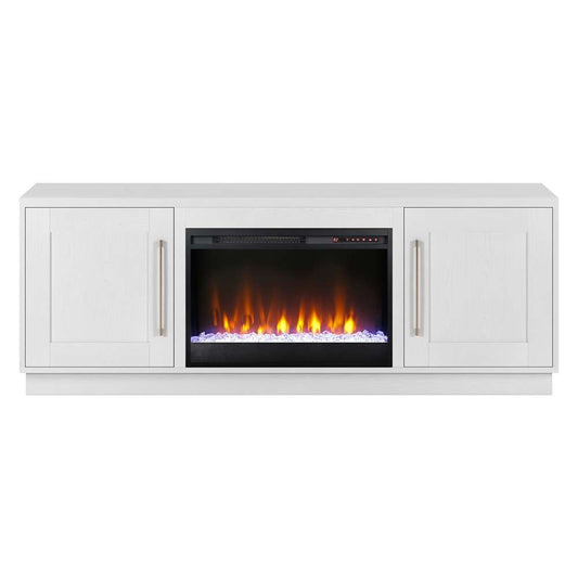 Hudson & Canal - Tillman Rectangular TV Stand with 26in Crystal Fireplace for TVs up to 75in in White - TV1841 veiw 3