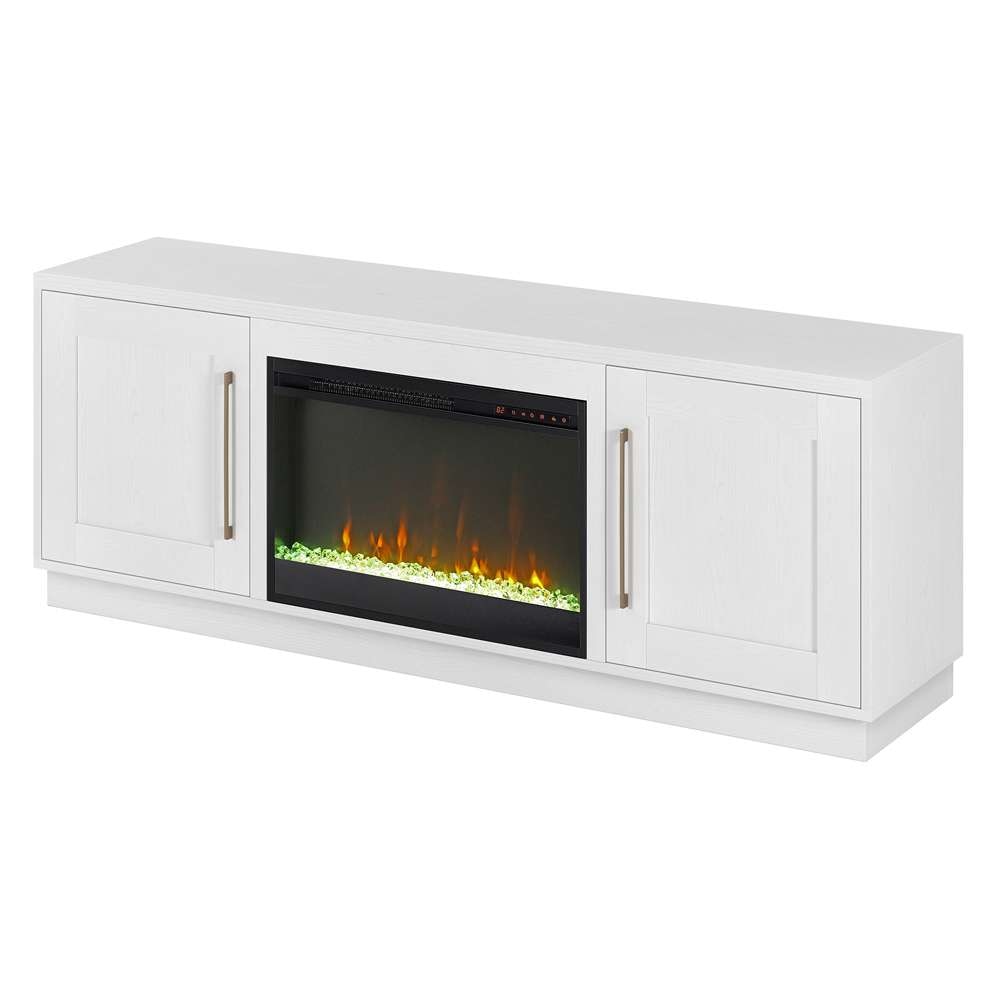 Hudson & Canal - Tillman Rectangular TV Stand with 26in Crystal Fireplace for TVs up to 75in in White - TV1841 veiw 4