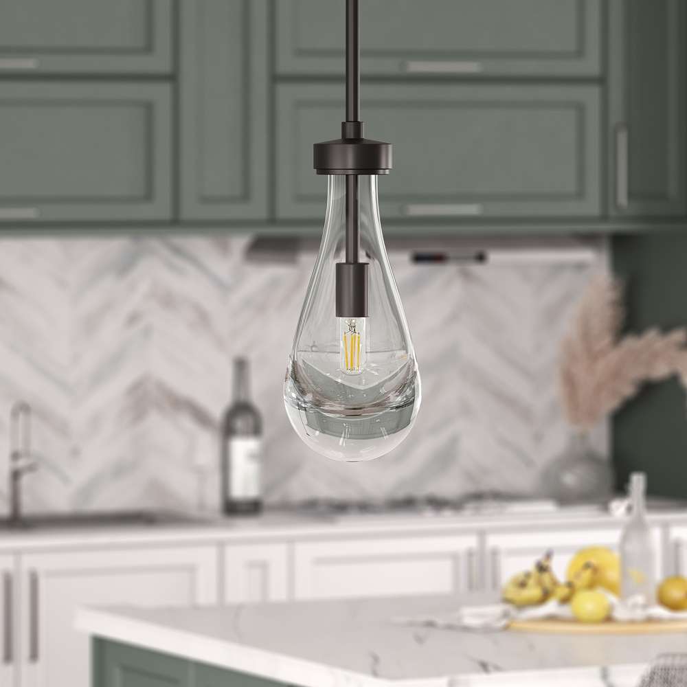 Hudson & Canal - Twyla 5in Wide Pendant with Glass Shade in Blackened Bronze/Clear - PD1829 veiw 2