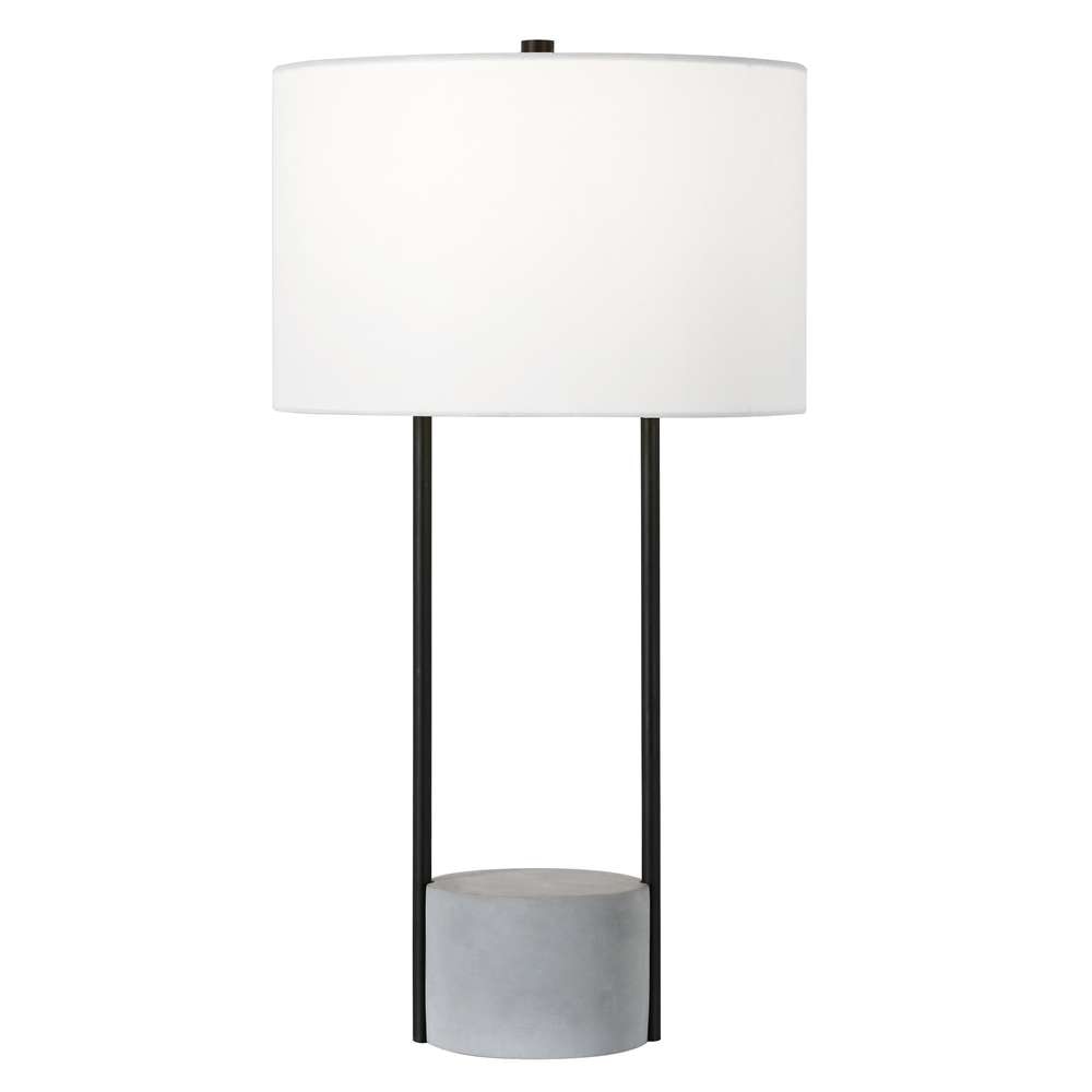 Hudson & Canal - Uma 27.75in Tall Table Lamp with Fabric Shade in Blackened Bronze/Concrete/White - TL1127 veiw 1