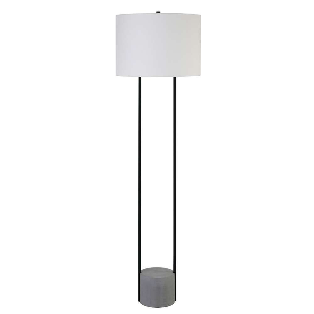 Hudson & Canal - Uma 65.5in Tall Floor Lamp with Fabric Shade in Blackened Bronze/Concrete/White - FL1206 veiw 1