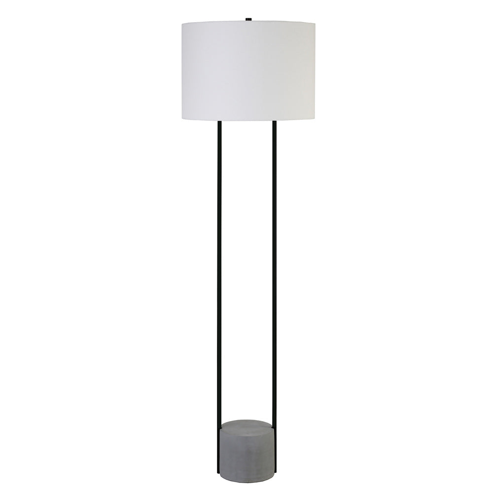 Hudson & Canal - Uma 65.5in Tall Floor Lamp with Fabric Shade in Blackened Bronze/Concrete/White - FL1206