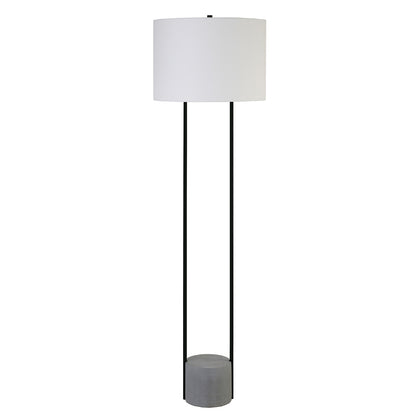 Hudson & Canal - Uma 65.5in Tall Floor Lamp with Fabric Shade in Blackened Bronze/Concrete/White - FL1206