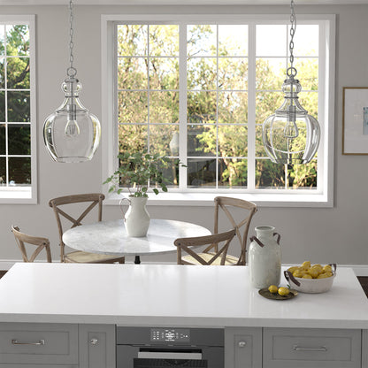 Hudson & Canal - Verona 11in Wide Pendant with Glass Shade in Brushed Nickel/Clear - PD1069