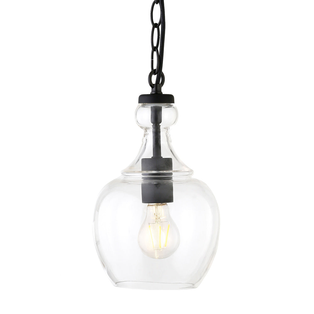 Hudson & Canal - Verona 7in Wide Pendant with Glass Shade in Blackened Bronze/Clear - PD1074