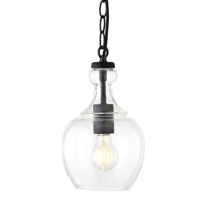 Hudson & Canal - Verona 7in Wide Pendant with Glass Shade in Blackened Bronze/Clear - PD1074