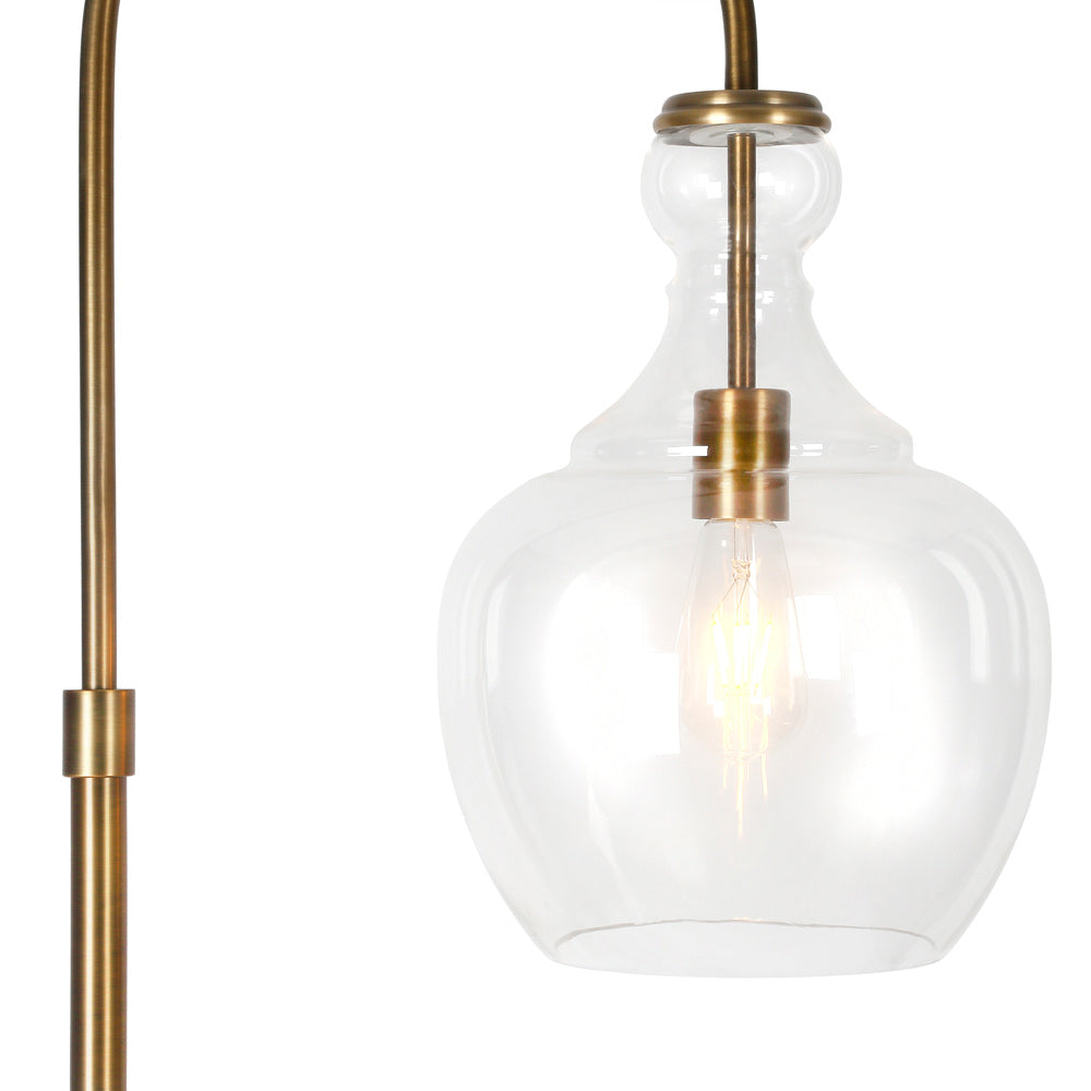 Hudson & Canal - Verona Arc Floor Lamp with Glass Shade in Brass/Clear - FL0267