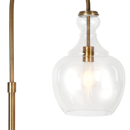 Hudson & Canal - Verona Arc Floor Lamp with Glass Shade in Brass/Clear - FL0267