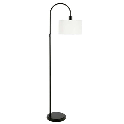 Hudson & Canal - Veronica Arc Floor Lamp with Fabric Shade in Blackened Bronze/White - FL0723 veiw 1