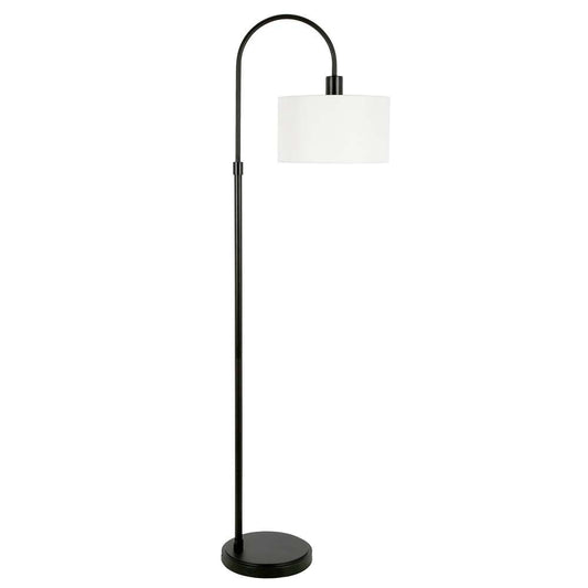 Hudson & Canal - Veronica Arc Floor Lamp with Fabric Shade in Blackened Bronze/White - FL0723 veiw 1