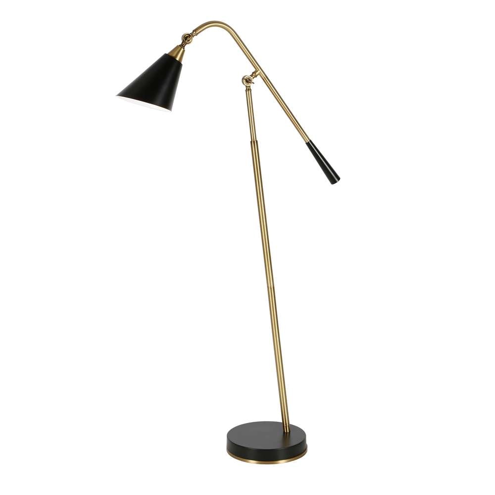 Hudson & Canal - Vidal Two-Tone/Tilting Floor Lamp with Metal Shade in Brass/Matte Black/Matte Black - FL0420 veiw 1