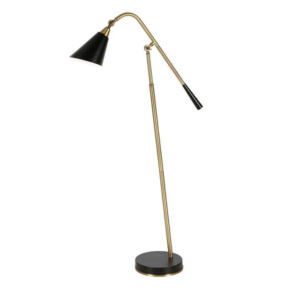 Hudson & Canal - Vidal Two-Tone/Tilting Floor Lamp with Metal Shade in Brass/Matte Black/Matte Black - FL0420 veiw 1