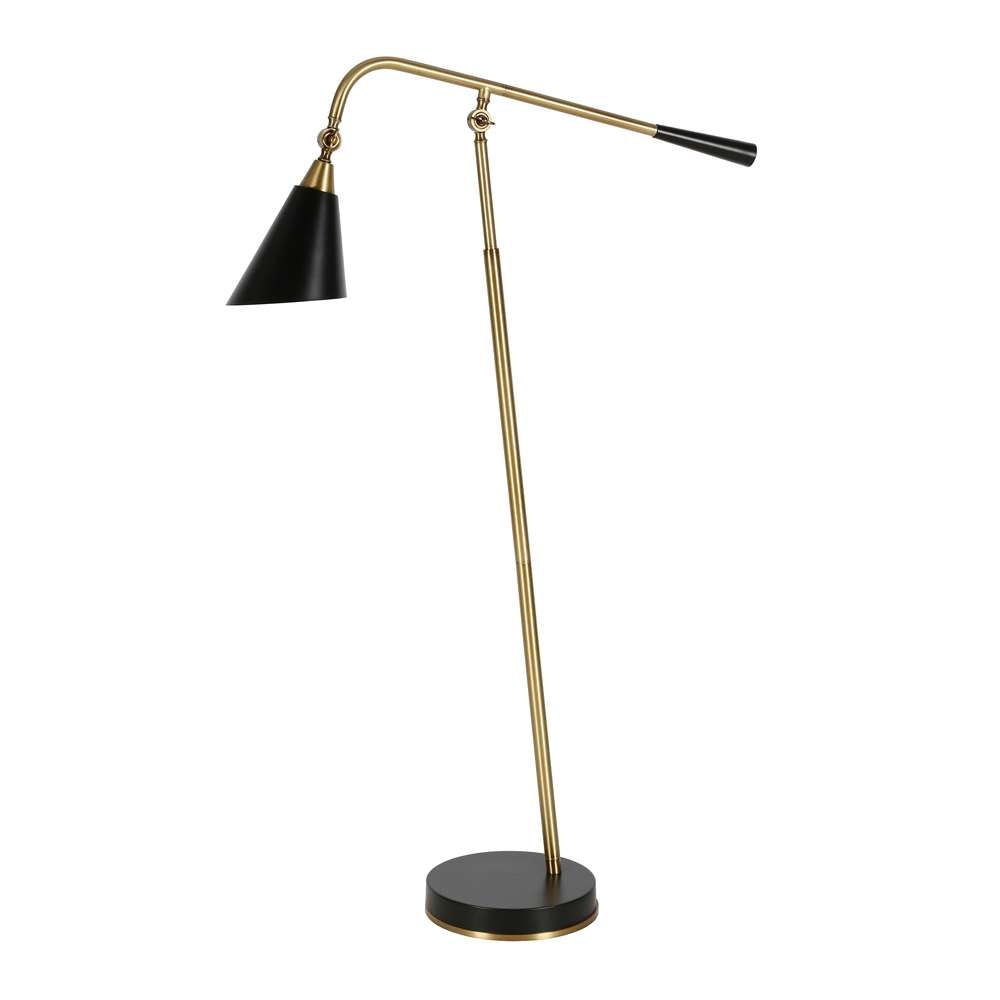 Hudson & Canal - Vidal Two-Tone/Tilting Floor Lamp with Metal Shade in Brass/Matte Black/Matte Black - FL0420 veiw 3