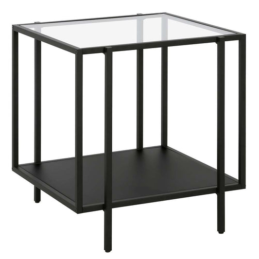 Hudson & Canal - Vireo 20in Wide Square Side Table with Metal Shelf in Blackened Bronze - ST1061 veiw 1