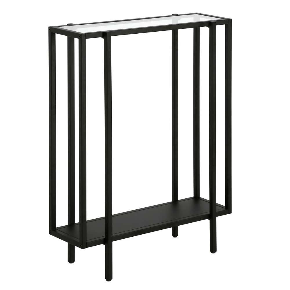 Hudson & Canal - Vireo 22in Wide Rectangular Console Table with Metal Shelf in Blackened Bronze - AT1172 veiw 1