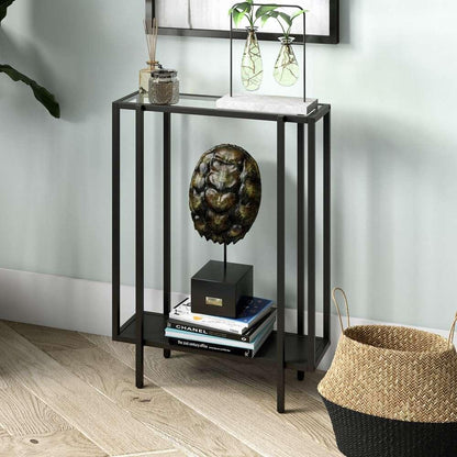 Hudson & Canal - Vireo 22in Wide Rectangular Console Table with Metal Shelf in Blackened Bronze - AT1172 veiw 2