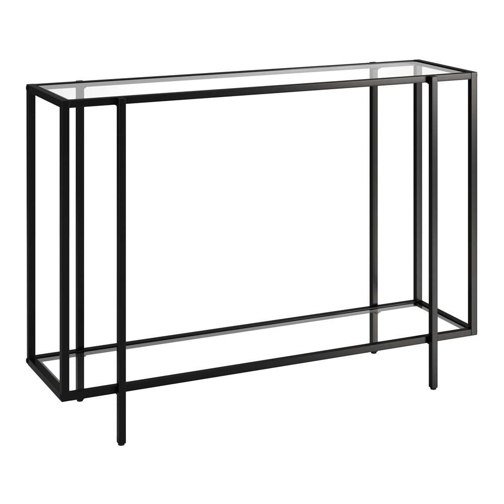 Hudson & Canal - Vireo 42in Wide Rectangular Console Table with Glass Shelf in Blackened Bronze - AT1750 veiw 1