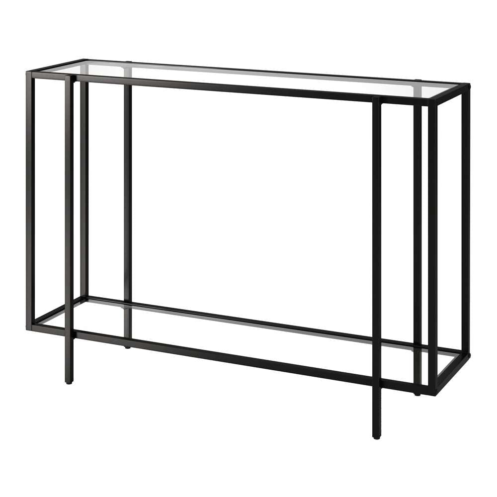 Hudson & Canal - Vireo 42in Wide Rectangular Console Table with Glass Shelf in Blackened Bronze - AT1750 veiw 4