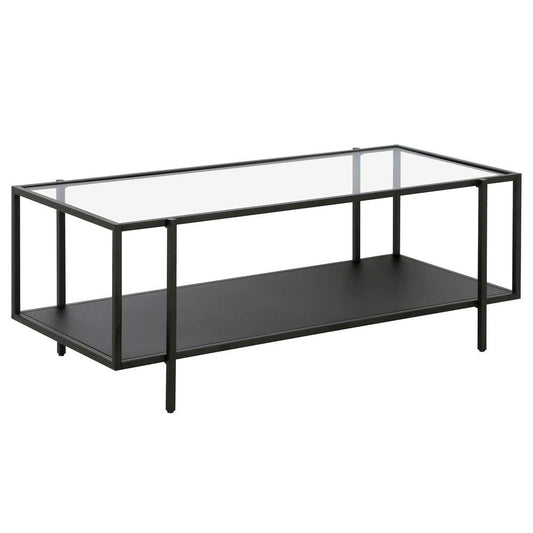 Hudson & Canal - Vireo 45in Wide Rectangular Coffee Table with Metal Shelf in Blackened Bronze - CT1060 veiw 1