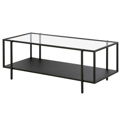 Hudson & Canal - Vireo 45in Wide Rectangular Coffee Table with Metal Shelf in Blackened Bronze - CT1060 veiw 4
