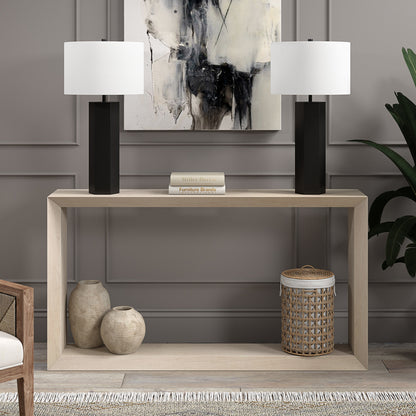 Hudson & Canal - Warren 27.25in Tall Table Lamp with Fabric Shade in Blackened Bronze/White - TL2323