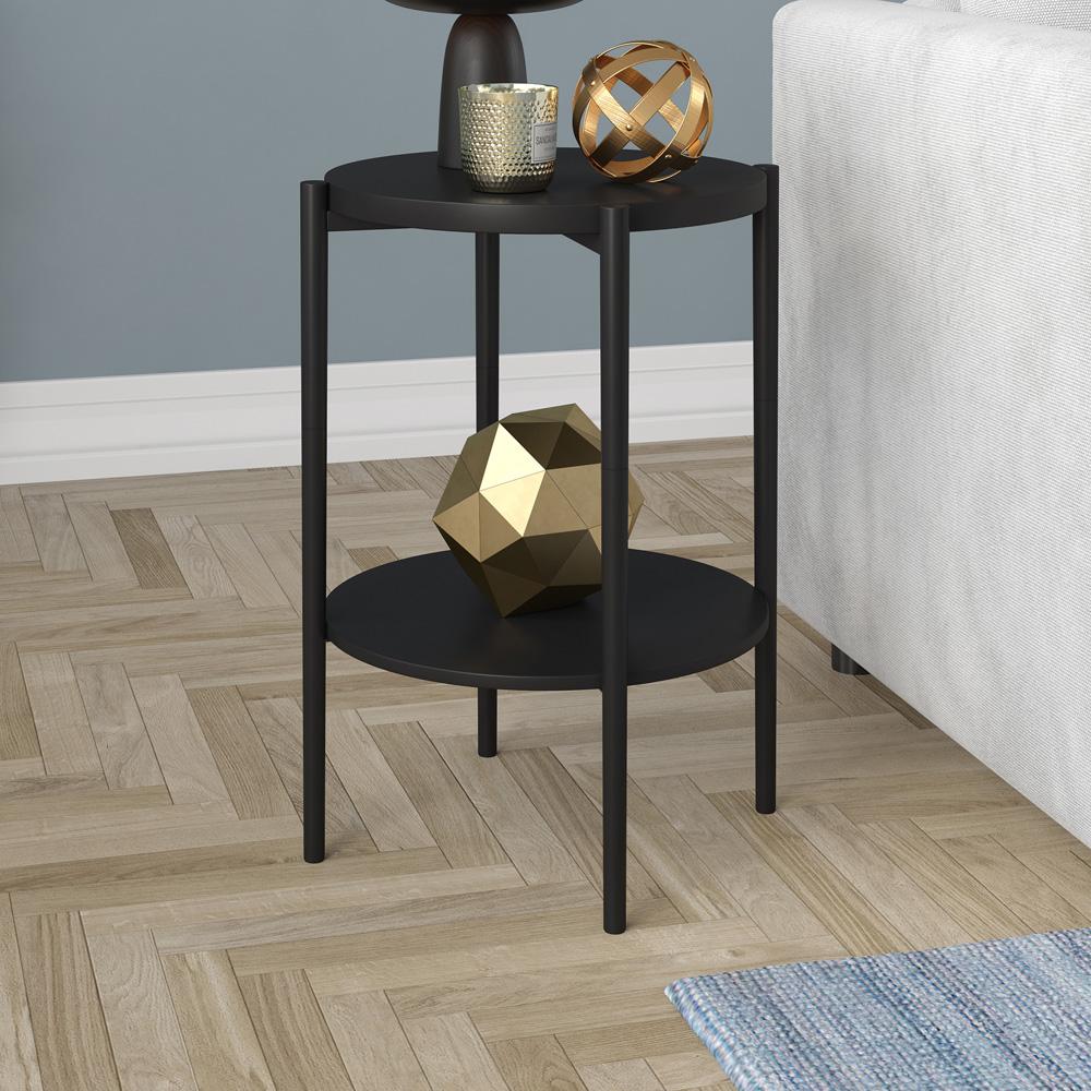 Hudson & Canal - Wayne 18 Wide Round Side Table with Metal Shelf in Blackened Bronze - ST1848 veiw 3