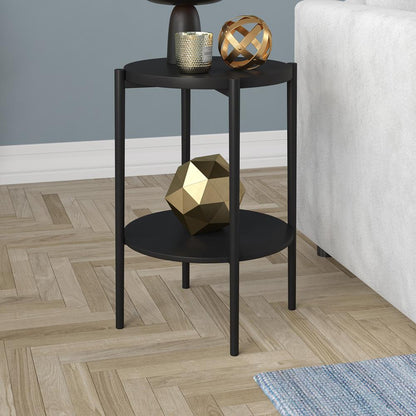 Hudson & Canal - Wayne 18 Wide Round Side Table with Metal Shelf in Blackened Bronze - ST1848 veiw 3