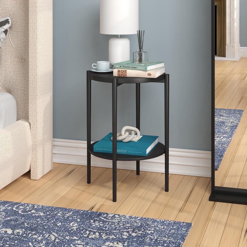 Hudson & Canal - Wayne 18 Wide Round Side Table with Metal Shelf in Blackened Bronze - ST1848 veiw 6