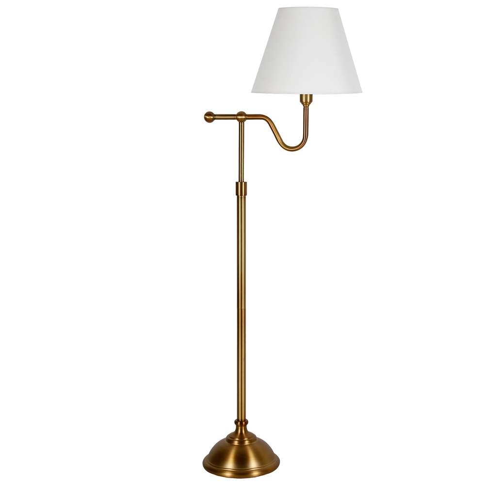 Hudson & Canal - Wellesley 63in Tall Floor Lamp with Fabric Shade in Brass/White - FL0447 veiw 1