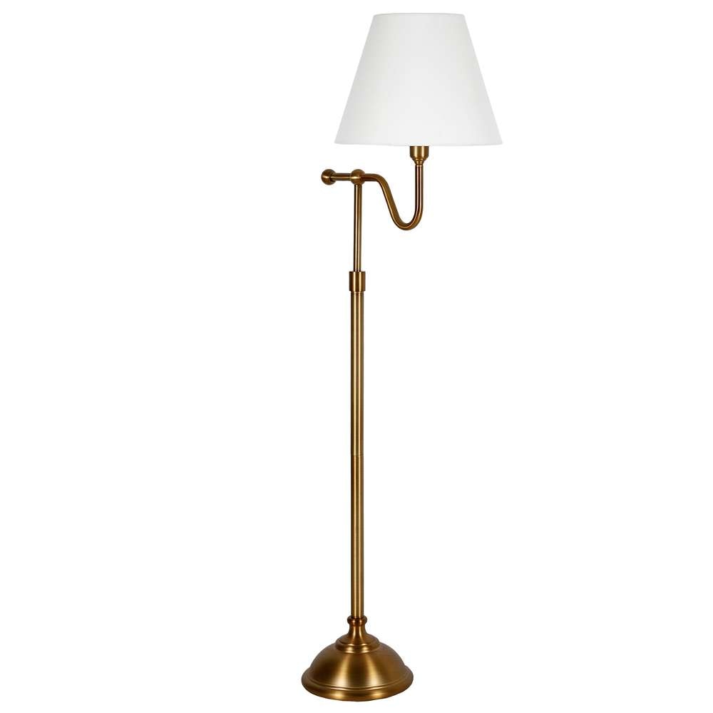 Hudson & Canal - Wellesley 63in Tall Floor Lamp with Fabric Shade in Brass/White - FL0447 veiw 3