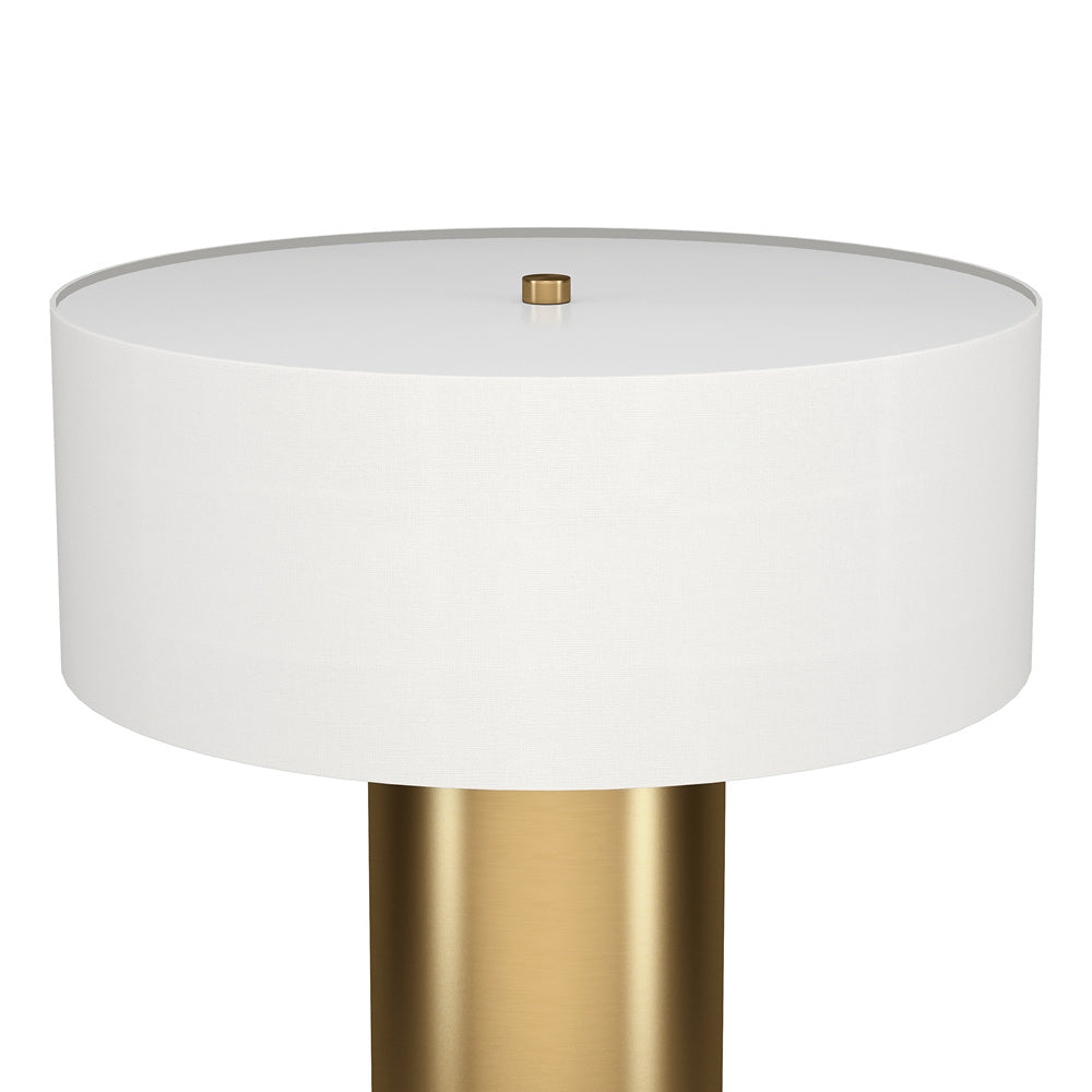 Hudson & Canal - Wells 24in Tall Table Lamp with Fabric Shade in Brass/White - TL2350