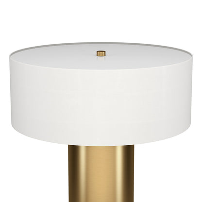 Hudson & Canal - Wells 24in Tall Table Lamp with Fabric Shade in Brass/White - TL2350