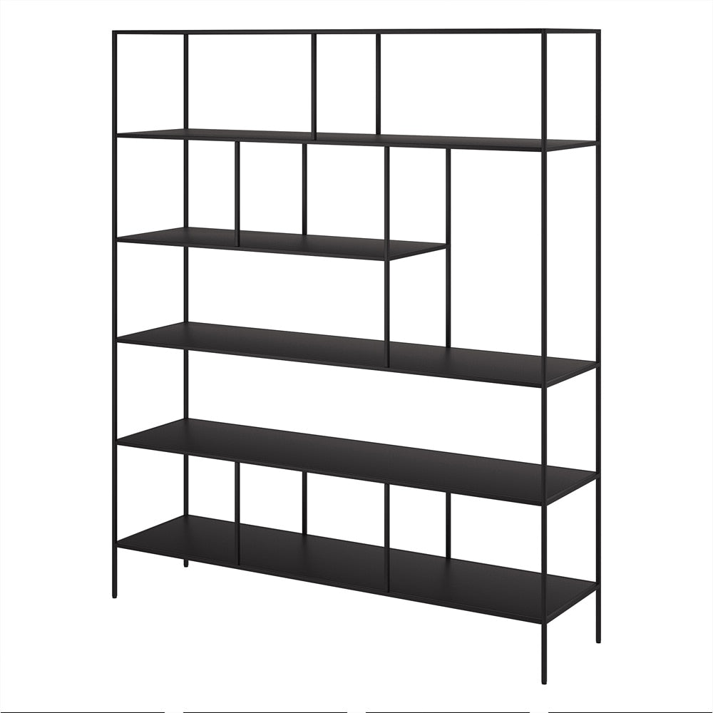 Hudson & Canal - Whitmore 72in Tall Rectangular Bookcase in Blackened Bronze - BK2273 veiw 3