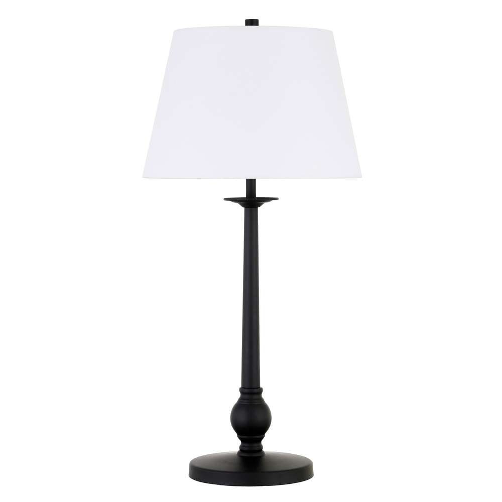 Hudson & Canal - Wilmer 28in Tall Table Lamp with Fabric Shade in Blackened Bronze/White - TL0608 veiw 1