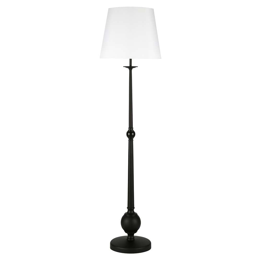 Hudson & Canal - Wilmer 68in Tall Floor Lamp with Fabric Shade in Blackened Bronze/White - FL0334 veiw 1