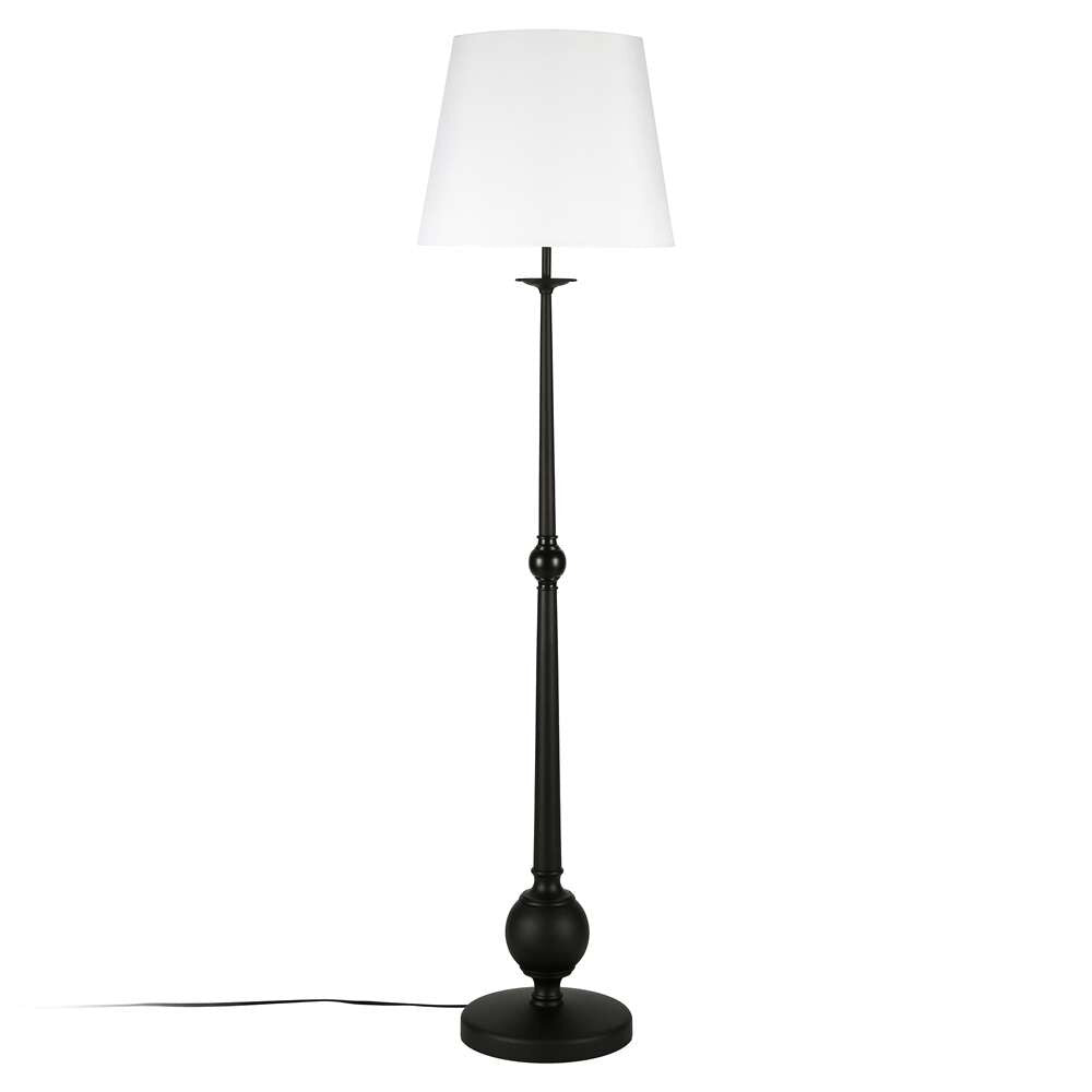 Hudson & Canal - Wilmer 68in Tall Floor Lamp with Fabric Shade in Blackened Bronze/White - FL0334 veiw 3