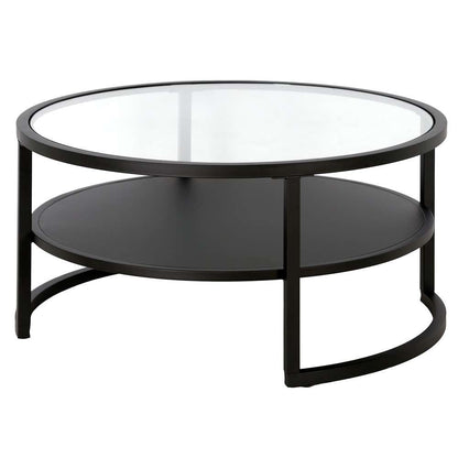 Hudson & Canal - Winston 34.25in Wide Round Coffee Table with Metal Shelf in Blackened Bronze - CT1456 veiw 4