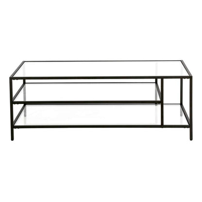 Hudson & Canal - Winthrop 46in Wide Rectangular Coffee Table with Glass Top in Blackened Bronze - CT0772 veiw 3