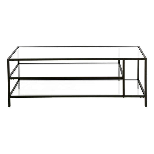 Hudson & Canal - Winthrop 46in Wide Rectangular Coffee Table with Glass Top in Blackened Bronze - CT0772 veiw 3