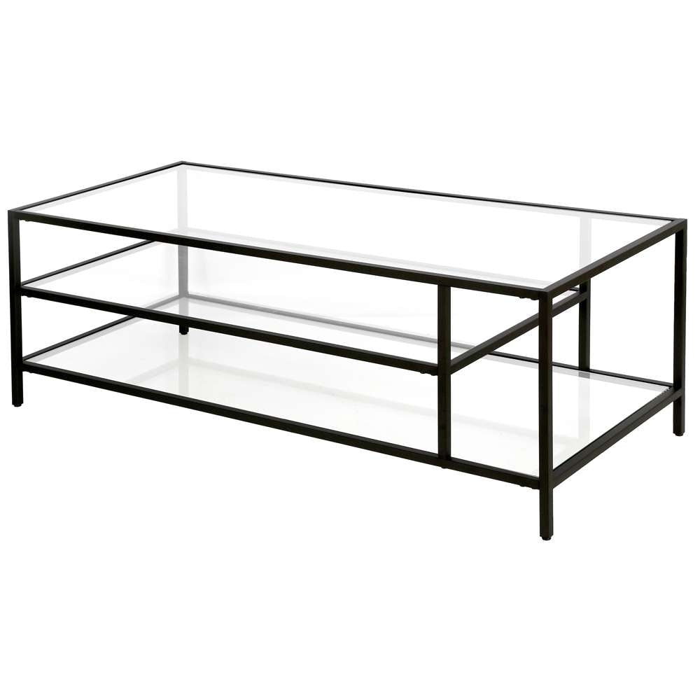Hudson & Canal - Winthrop 46in Wide Rectangular Coffee Table with Glass Top in Blackened Bronze - CT0772 veiw 4