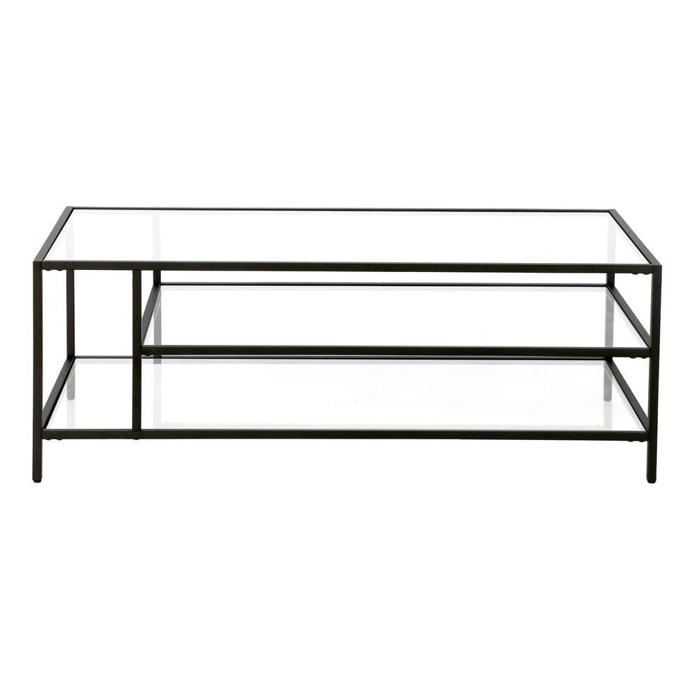 Hudson & Canal - Winthrop 46in Wide Rectangular Coffee Table with Glass Top in Blackened Bronze - CT0772 veiw 5